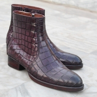 Crafted Leather Handmade Classic Purple Patina Leather Jodhpur Boot - Thumbnail 5