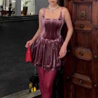 Pleated fitted short halter dress - Thumbnail 1