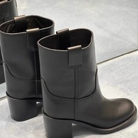 Women's genuine leather western boots vintage chelsea boots - Thumbnail 8