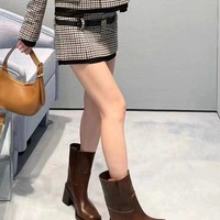 Women's genuine leather western boots vintage chelsea boots - Thumbnail 6