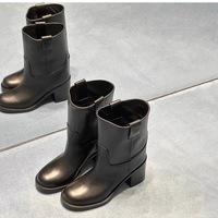 Women's genuine leather western boots vintage chelsea boots - Thumbnail 7