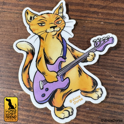 Bass Cat Sticker 3"x3"