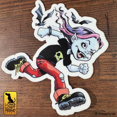 Vampire girl (wish on a halloween moon) sticker 5"x5"