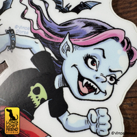 Vampire Girl (Wish on a Halloween Moon) Sticker 5"x5" - Thumbnail 1