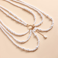 Multi-Layer Butterfly Shaped Pearl Bikini Waist Chain Belly Jewelry - Thumbnail 5