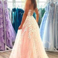 Sweetheart A-Line Tulle Long Prom Dress with Appliques ,PD230491 - Thumbnail 1
