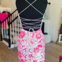 Short Pink V Neck Sequins Bodycon Homecoming Dresses Mini Cocktail Dress ,PD230496 - Thumbnail 1