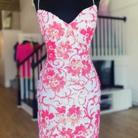 Short Pink V Neck Sequins Bodycon Homecoming Dresses Mini Cocktail Dress ,PD230496 - Thumbnail 2