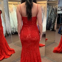Mermaid Red Sweetheart Lace Beaded  Long Prom Dresses,PD230539 - Thumbnail 1