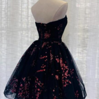 Lovely Black Tulle Scoop Short Homecoming Dresses  - Thumbnail 1