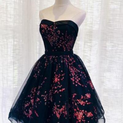 Lovely black tulle scoop short homecoming dresses  - Thumbnail 3