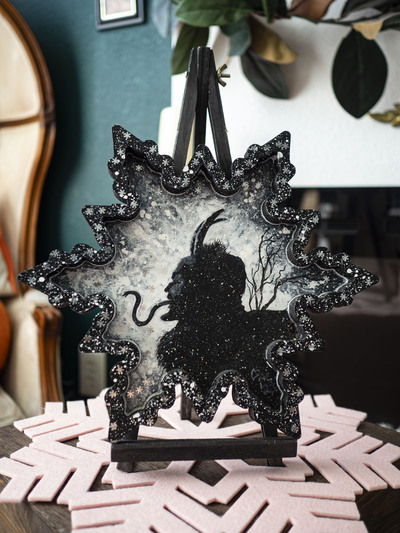 Krampus Snowflake - Wood panel painting