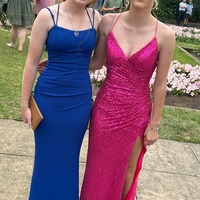 Mermaid V Neck Fuchsia Sequins Long Party Prom Dresses,BD251004 - Thumbnail 1