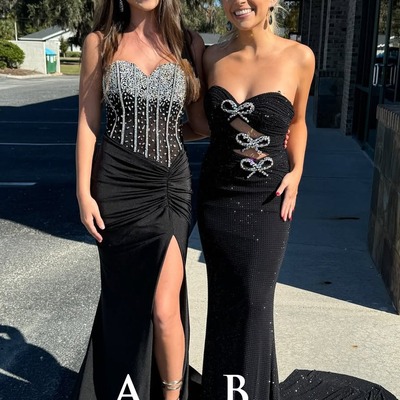 Charming mermaid sweetheart black beaded slit prom dresses,bd251005