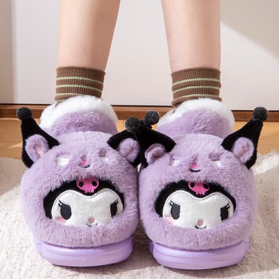 Fuzzy kuromi high top plush slippers