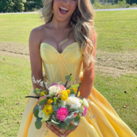 Sweetheart Satin Mermaid Yellow Long Prom Dresses - Thumbnail 2