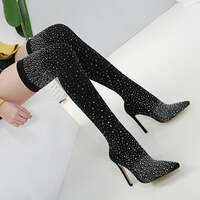 Sensational Dazzling Rhinestones Over-the-Knee Boots - Thumbnail 2