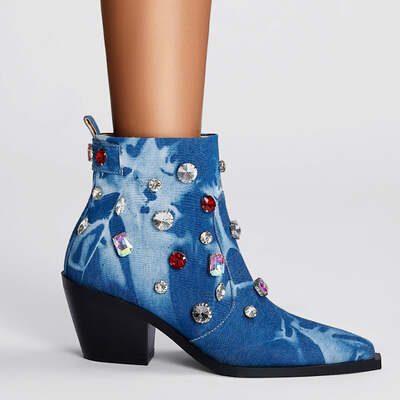 Sparkling rhinestone-embellished cowboy boots