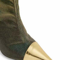 Velvet Patchwork Pointed Toe Stiletto Boots - Thumbnail 3