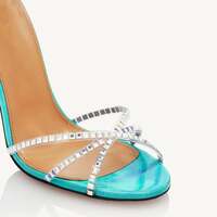 Translucent Film Round-Toe Cross-Strap Stiletto Sandals - Thumbnail 3