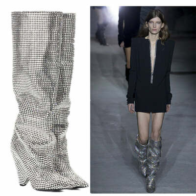 Starry sky sparkle: cone slope kick with knee-length boots