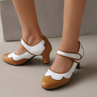 Stylish Color-Blocked Mary Jane High Heel Shoes - Thumbnail 3