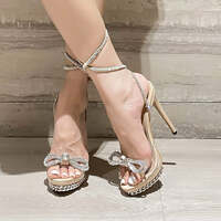 Sensuous Crystal Butterfly Chain Stiletto Sandals - Thumbnail 4