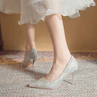 Versatile Fairy-inspired Silver Stiletto Heels Shoes Heel Height 9CM - Thumbnail 2