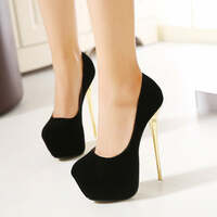 Sleek Black High Stiletto Heels Platform Pumps Shoes - Thumbnail 3