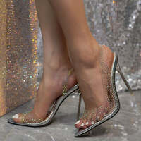 Sparkling Rhinestone Stiletto Sandals - Thumbnail 2