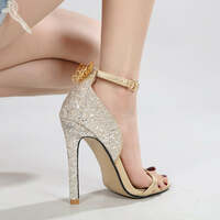 Shimmering 3D Butterfly Stiletto Sandals - Thumbnail 2