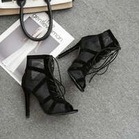 Sleek Black Strappy Stiletto Sandals - Thumbnail 3