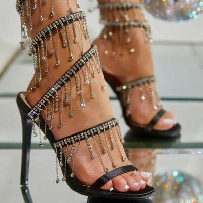Serpentine spiral water drill single-strap high heel sandals