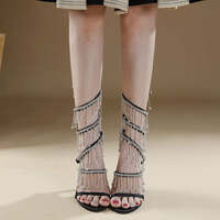 Serpentine Spiral Water Drill Single-Strap High Heel Sandals - Thumbnail 4