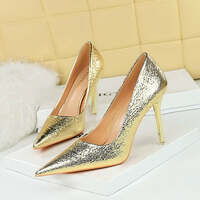 Vintage Pointed-Toe Metallic Stiletto Heels Shoes - Thumbnail 3