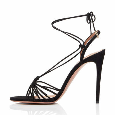 Stylish black strappy high heel fashion sandals
