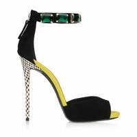 Sparkling Gemstone Mosaic Stiletto Sandals - Thumbnail 4