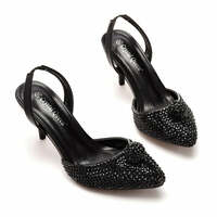 Shimmering Rhinestone Pointed-toe Stiletto Sandals - Thumbnail 3