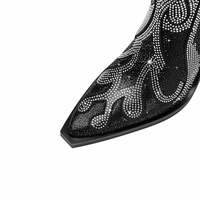 Sparkling Embroidered Stiletto Ankle Boots - Thumbnail 3