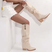 Sensually Chic Plus Size Pointed Toe High Heeled Boots - Thumbnail 3