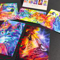 Postcard Set - Rainbow Wolves - Thumbnail 4
