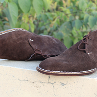 Crafted Leather Handmade Classic Dress Shoes Brown Suede Leather Chukka Lace up Boot - Thumbnail 2