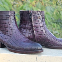 Crafted Leather Handmade Classic Dress Shoes Purple Patina Leather Jodhpur Boot - Thumbnail 8