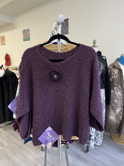 Hand-Knit Purple Sweater