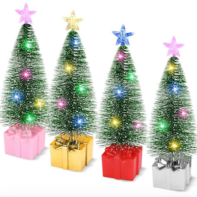 Mini christmas tree with lights 4 pack 
