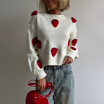 3d strawberry knitted sweater