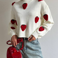 3D Strawberry Knitted Sweater - Thumbnail 1