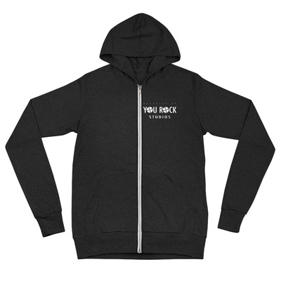 Recorded at you rock studios unisex zip hoodie
