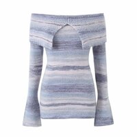 Gradient color one shoulder sweater dress knitted skirt - Thumbnail 3