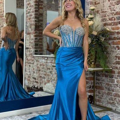  a line sweetheart red chiffon tiered slit prom dresses,bd251010